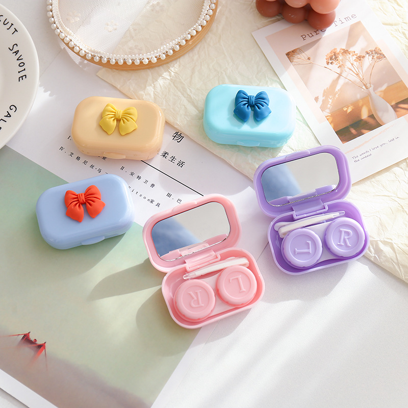 Portable Contact Lens Case Compact Mini Cute Ins Girl Heart Myopia Colored Contact Lenses Case Contact Lens Case Companion Box