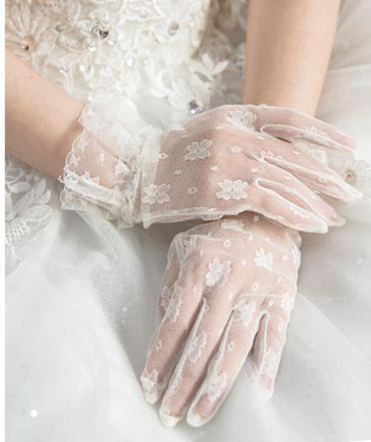 新款新娘结婚婚纱礼服手套 唯美短款蕾丝婚庆影楼外景短款手套