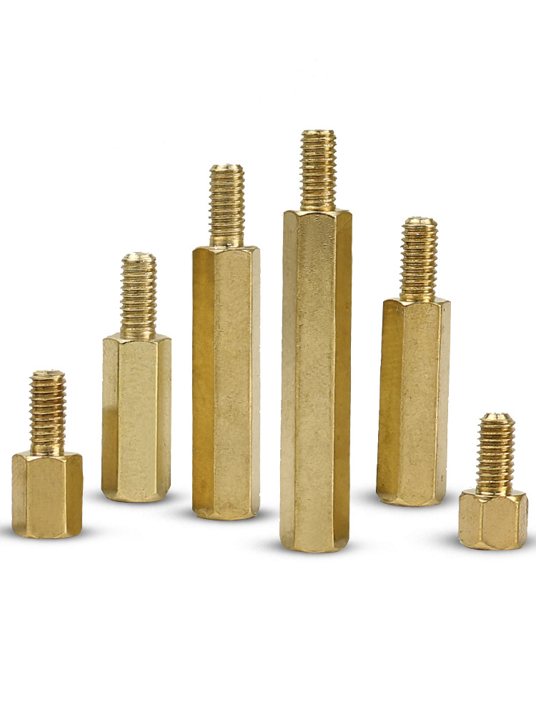 黄铜单通六角铜柱m2加长隔离柱外牙螺丝柱m2.5 4m3*60 6间隔柱m4