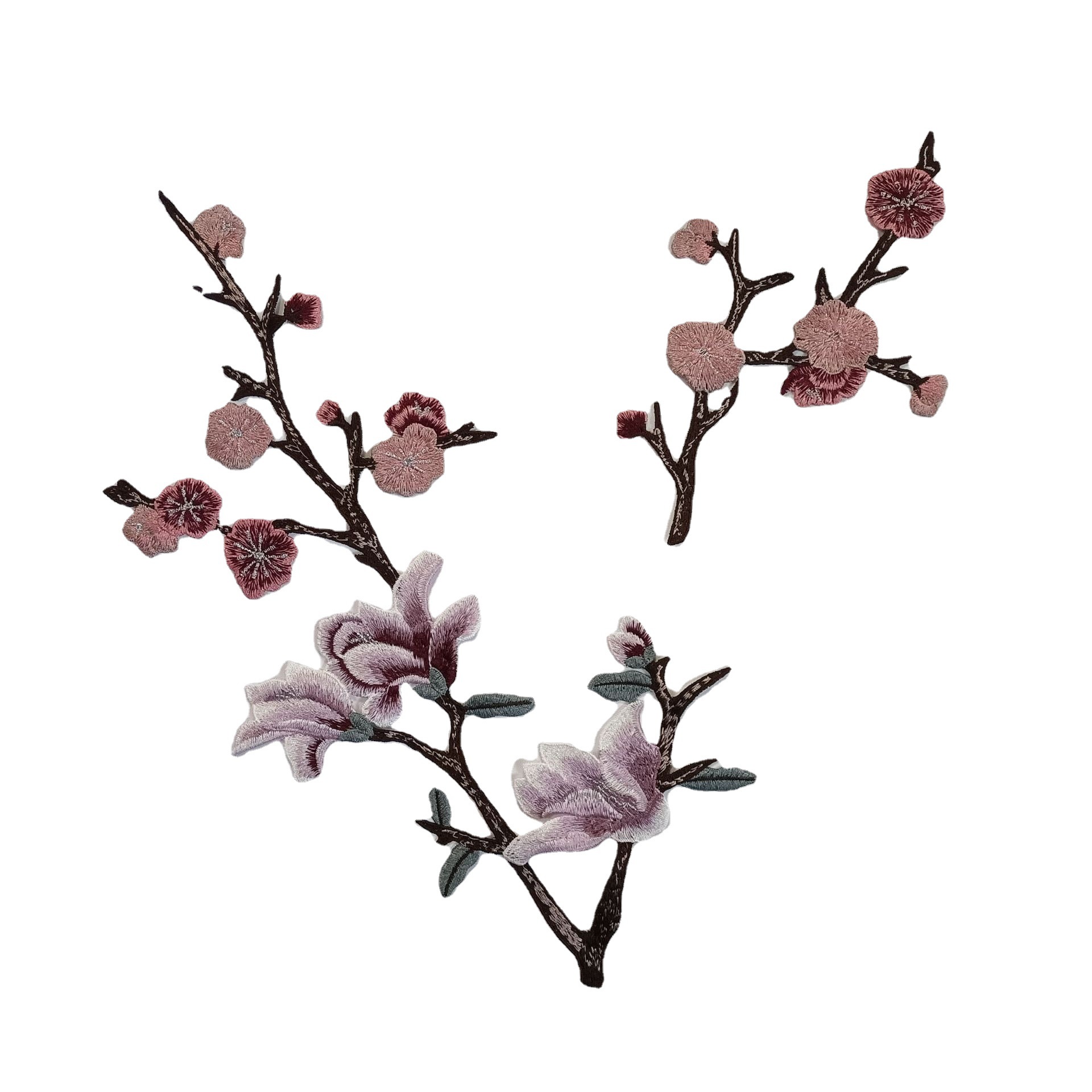 美霓绣品 水溶刺绣复古风桃花布贴 帽子配饰服装辅料刺绣花边