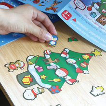 新款跨境亚马逊儿童卡通圣诞节DIY贴纸圣诞老人雪人可爱表情贴纸