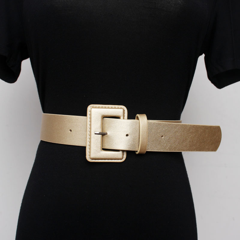 日系潮流方形针扣腰带女装饰风衣连衣裙束腰百搭休闲简约pu宽皮带