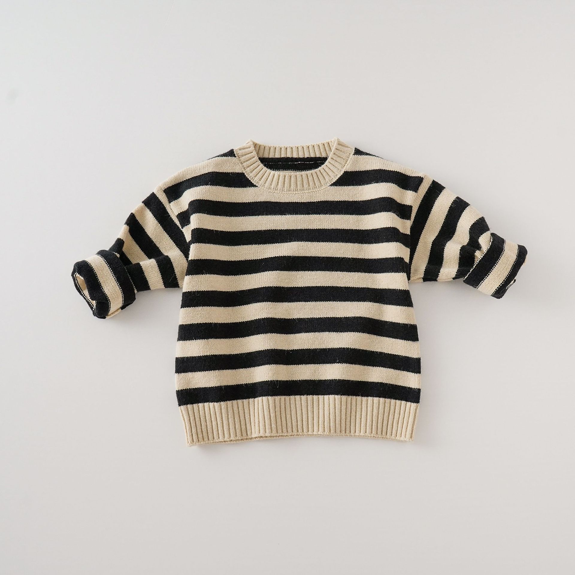 ins经典条纹款2022秋冬新款儿童毛衣复古针织衫套头男女童洋气潮