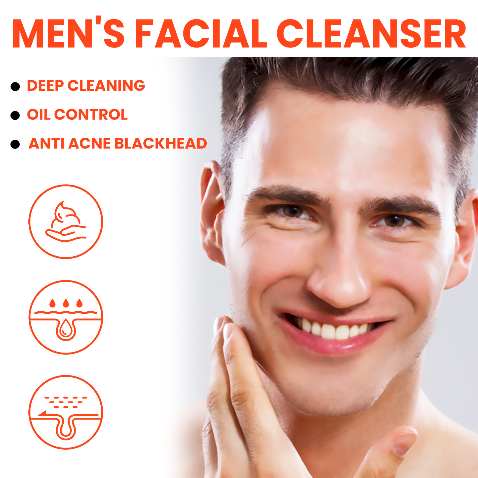 East Moon Men's Volcanic Rock Facial Cleanser Deep Cleansing Facial Pores Oil Control Acne Removing Blackhead