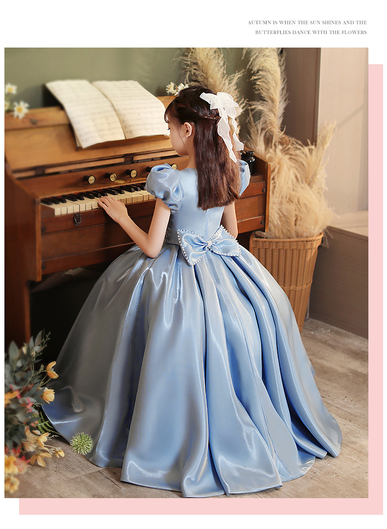 女童走秀晚礼服公主裙新款儿童主持人花童钢琴演奏演出服模特艺考