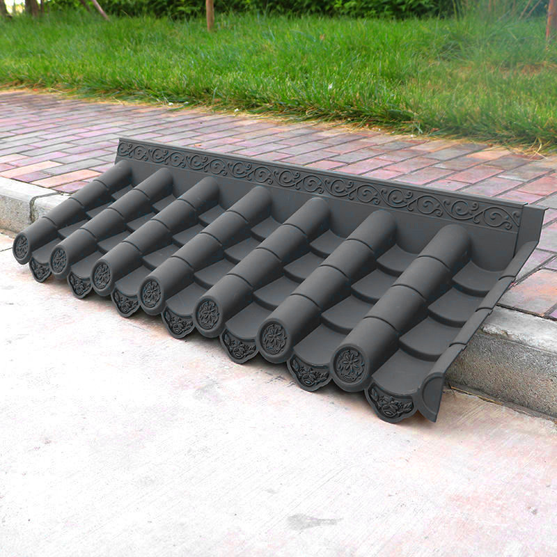 新中式一体仿古pp树脂瓦防水塑料装饰瓦片滴水檐仿真屋檐马头墙