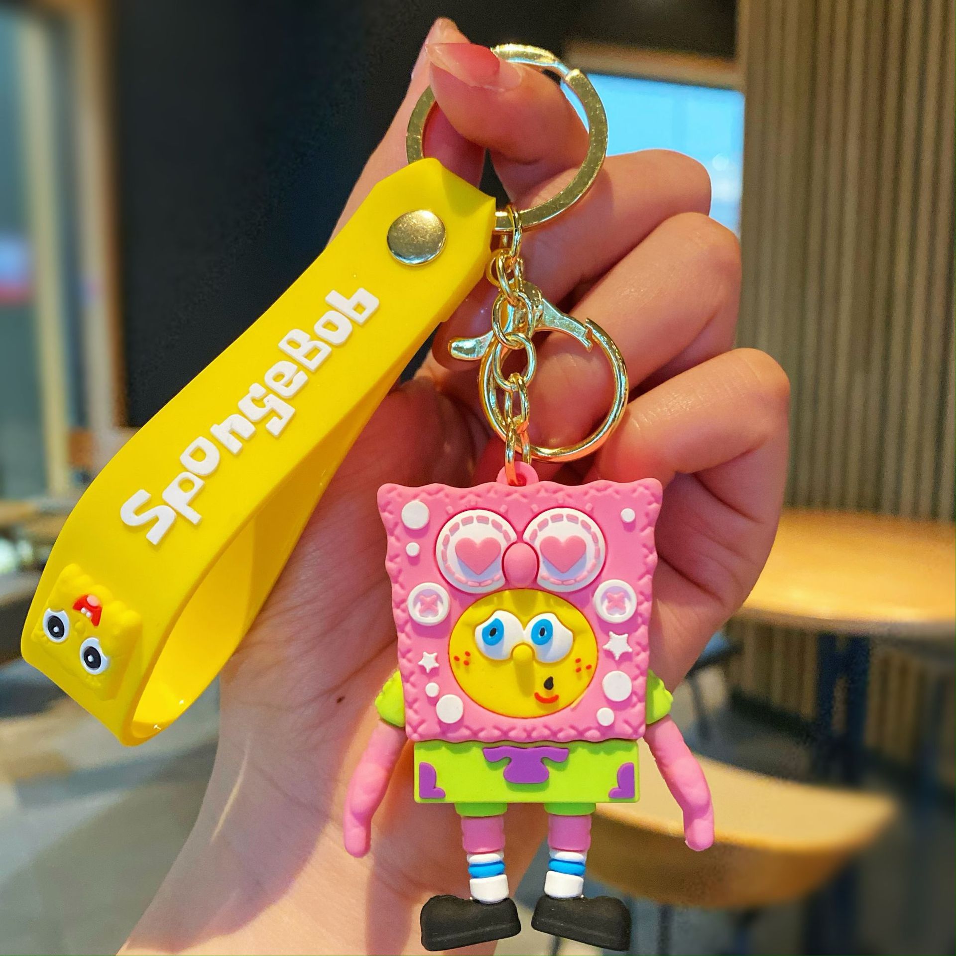 New Cartoon SpongeBob Key Chain Cute Pie Star Doll Car Key Chain Couple Bags Pendant