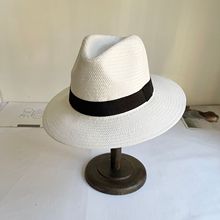 ins网红帽子女欧美爵士顶草帽英伦时尚白色太阳帽夏天防晒沙滩帽