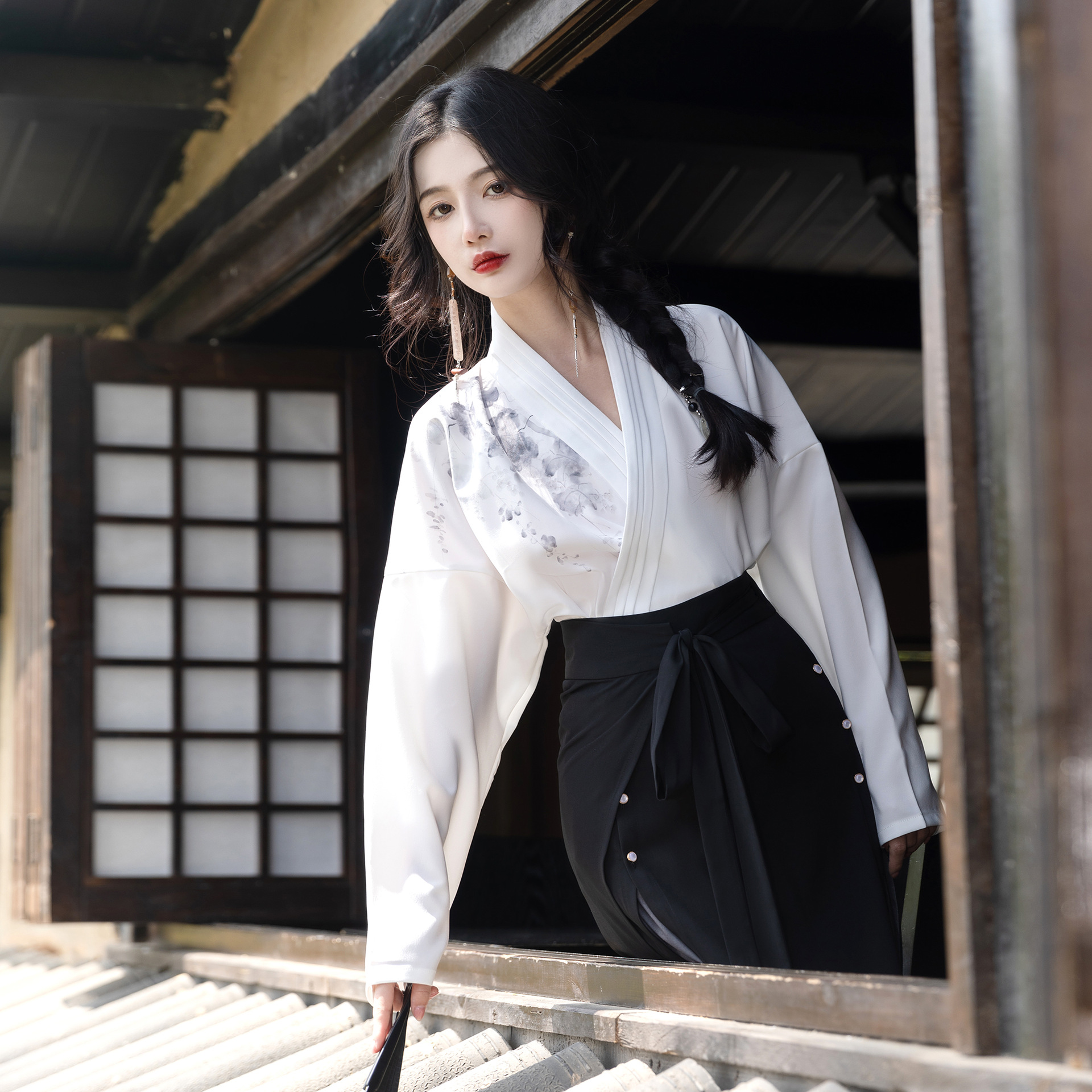 飞机袖短衫三裥裙 原创新中式改良汉服女春夏日常-阿里巴巴