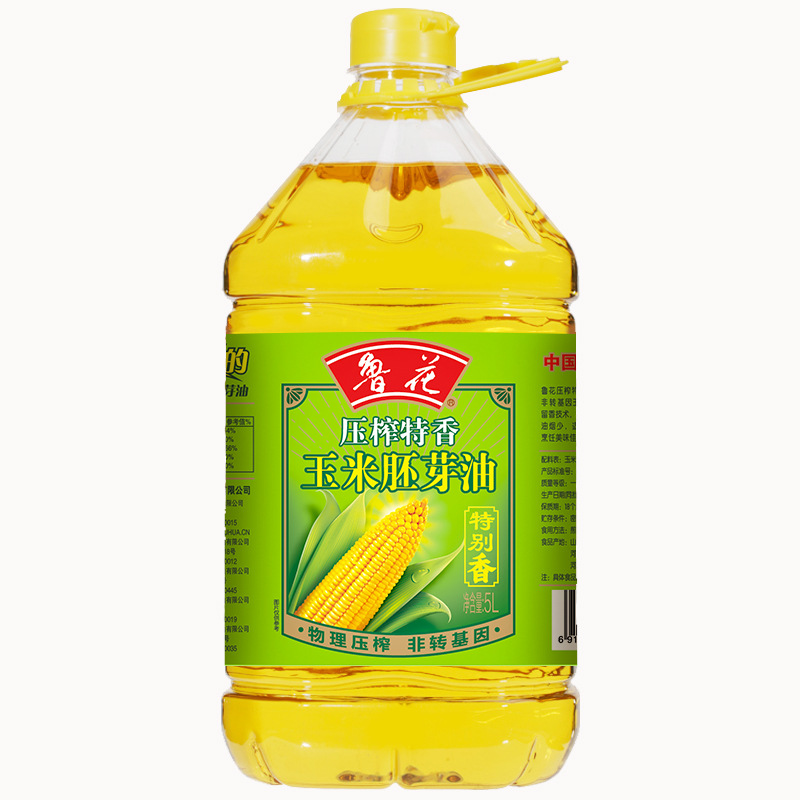 鲁花物理压榨玉米油胚芽油5l*1 食用油900ml家用1