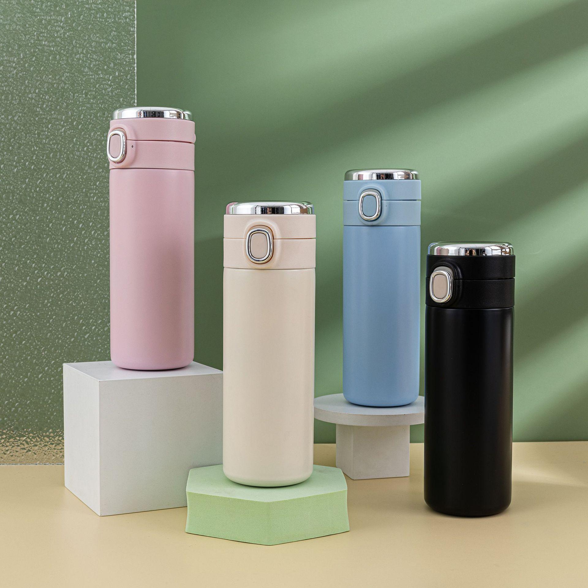 迷你不锈钢豌豆杯智能测温显示温度保温杯车载弹跳盖汽车杯 耐摔