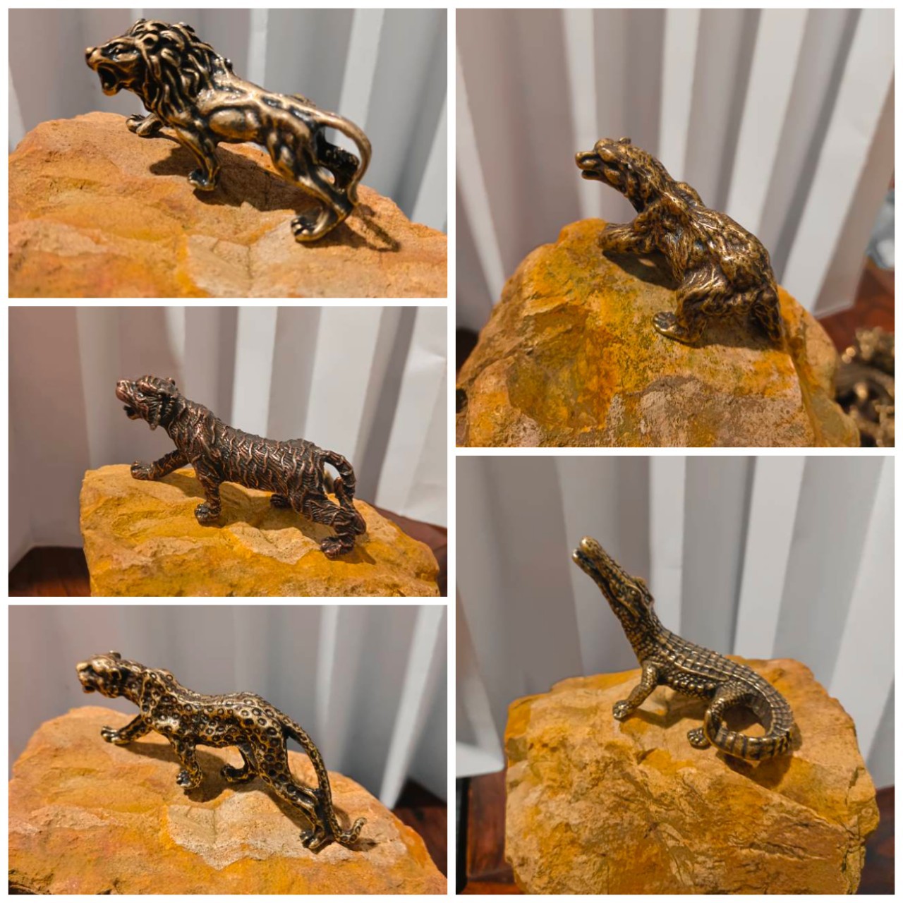 动物镀铜狗熊摆件狮子豹子鳄鱼古玩熊霸天下铜狮子动物铜摆件批发