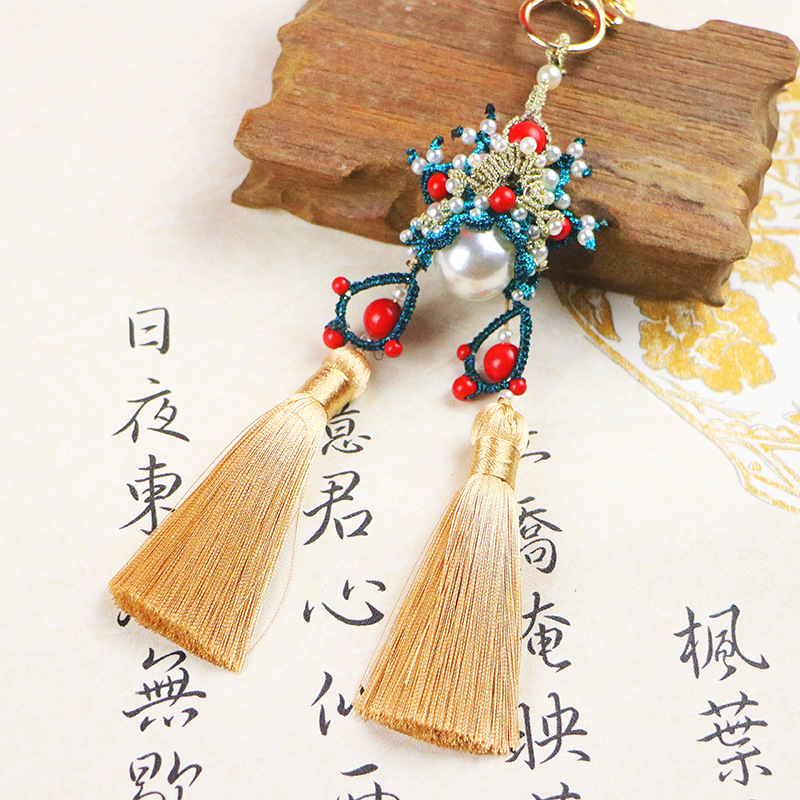 琳琅花嫁凤冠抖音同款 网红 2份装宫铃钥匙圈挂件绳编材料包diy