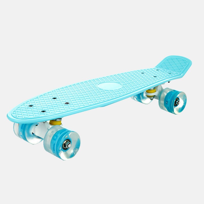 22-Inch Fish Skateboard Plastic Banana Board Single Cut Skateboard Pu Flash Wheel Children Adult Four-Wheel Road Brush