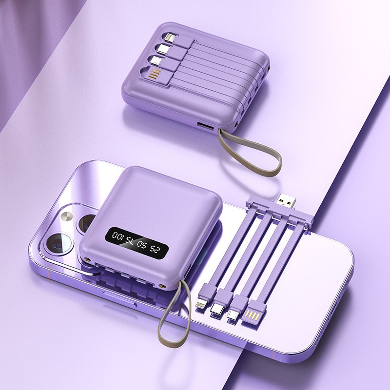 Mini Power Bank 20000 MA Mobile Power Sharing Comes with Four-Wire Portable Compact Power Bank Wholesale