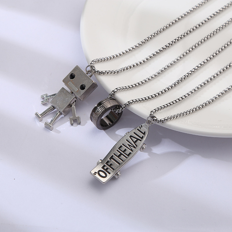 Korean Style Necklace Pendant Creative Stylish Pendant Hip Hop Decoration Accessories Trendy, Personalized and All-Match Titanium Steel Necklace Wholesale