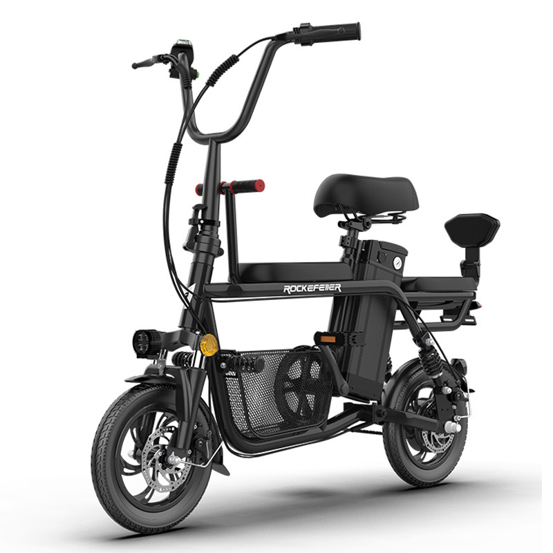 索罗门国标亲子电动车双人折叠轻便成人迷你小型代步踏板锂电瓶车