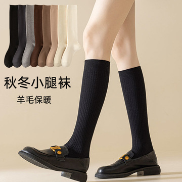 羊毛小腿袜子女秋冬款长筒袜加绒加厚保暖长袜冬天压力廋腿高筒袜