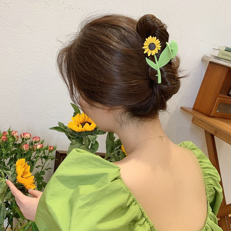 Sunflower Grip Large Shark Clip Hairware Updo Hairpin Female Summer