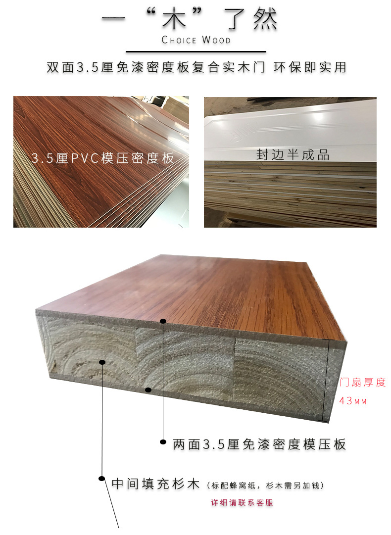 时尚简约免漆板木门定制复合免漆生态木门无漆隔音防潮隔音卧室门