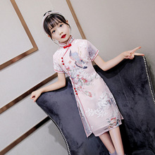 夏季新款民族风女童唐装旗袍 女童短袖气质中国风改良旗袍