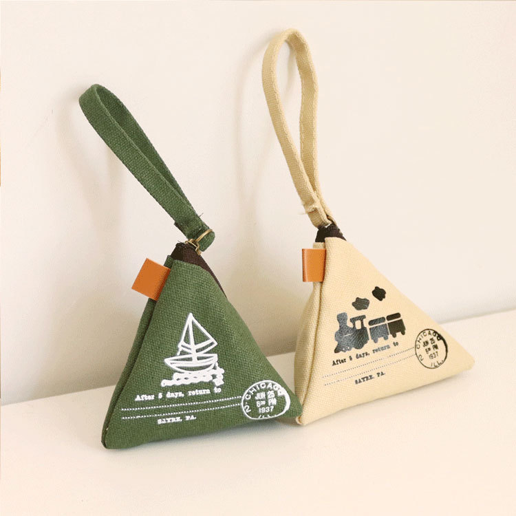 Tower Personalized Creative Retro Zongzi Coin Purse Female Mini Canvas Art Korean Cute Coin Bag Key Case Male