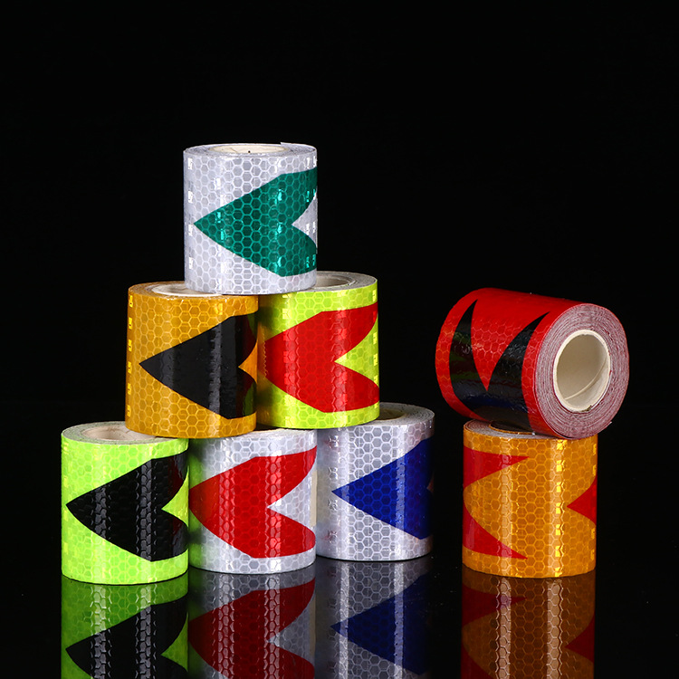 PVC晶彩格高亮反光条箭头标反光膜货车防撞夜间安全警示标识贴纸