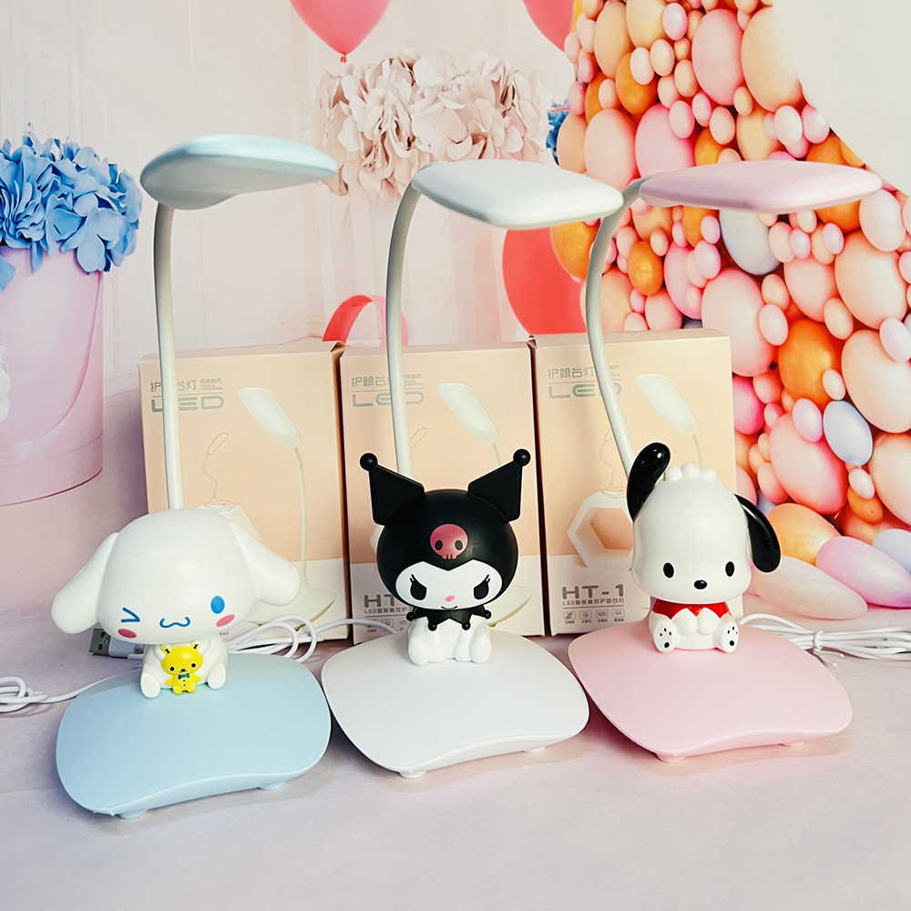 Sanrio Cartoon Cute Creative Eye-Protection Lamp Led Desk Lamp Desktop Usb Touch Reading Lamp Stereo Doll Gift