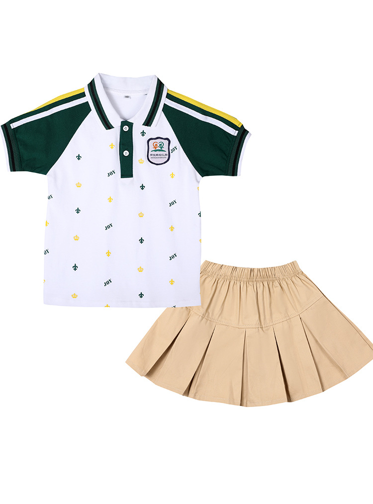 夏季幼儿园园服绿色简约小学生校服夏装学院风男女童班服套装短袖