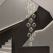 轻奢楼梯吊灯现代简约别墅北欧客厅灯创意个性餐厅旋转复式楼吊灯