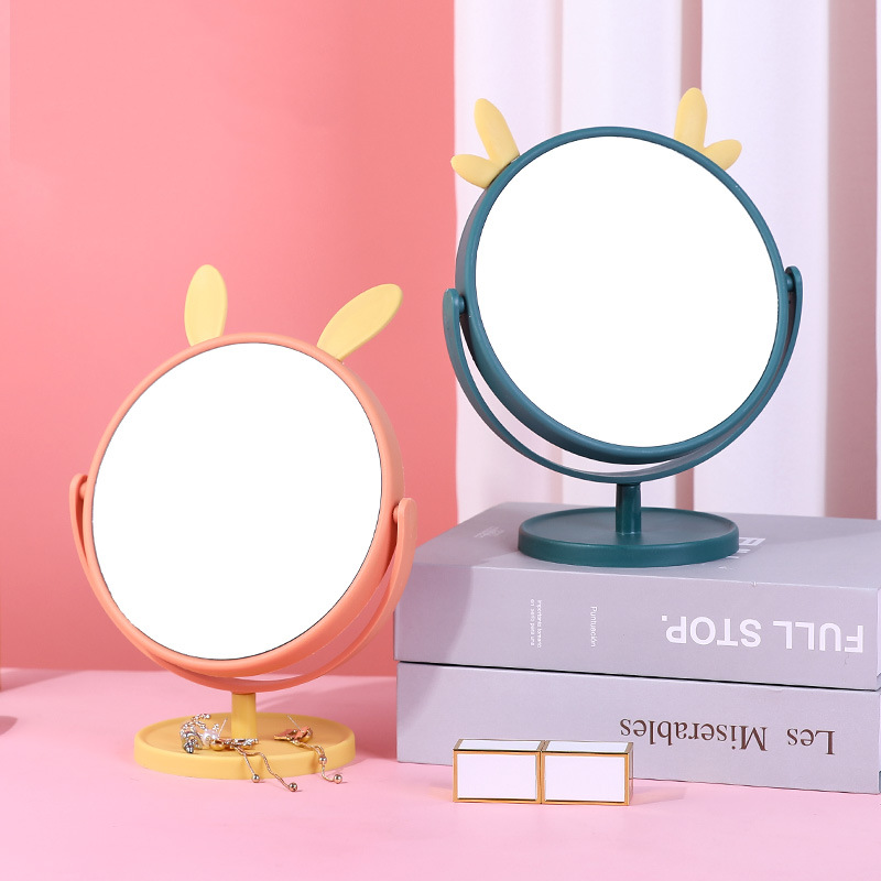 Makeup Mirror Desktop Student Household Dormitory Mirror Desktop Cat Ear Dressing Mirror Fairy Mirror Princess Small Mirror Wholesale