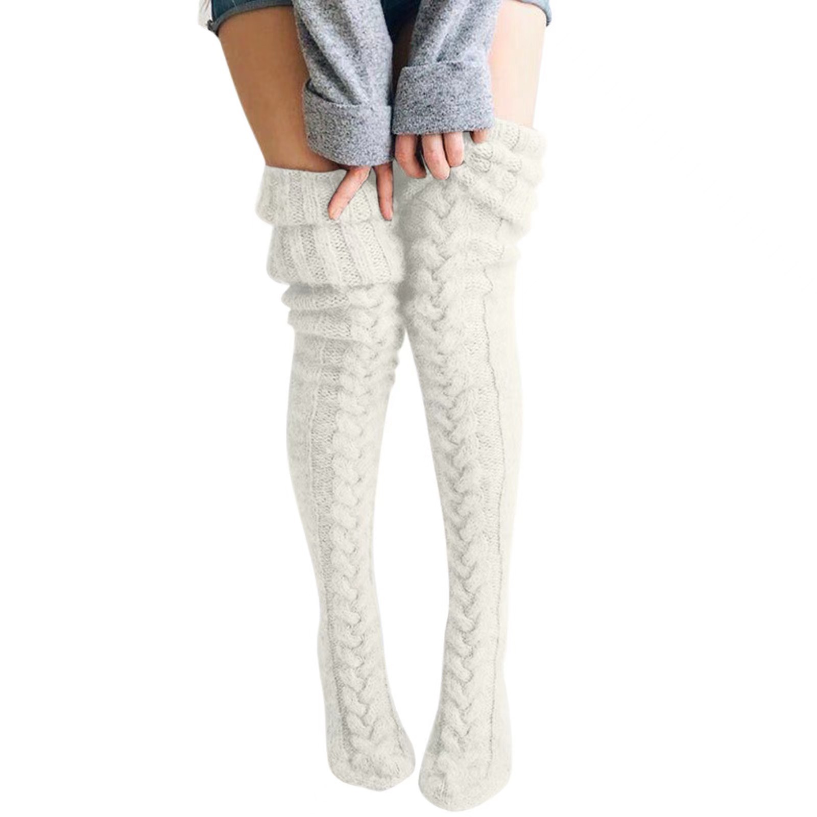 Cross-Border E-Commerce Amazon European and American Popur Knitted Sos Overknee Long Boot Lengthened Bunching Sos Woolen Yarn Sos Wholesale for Children