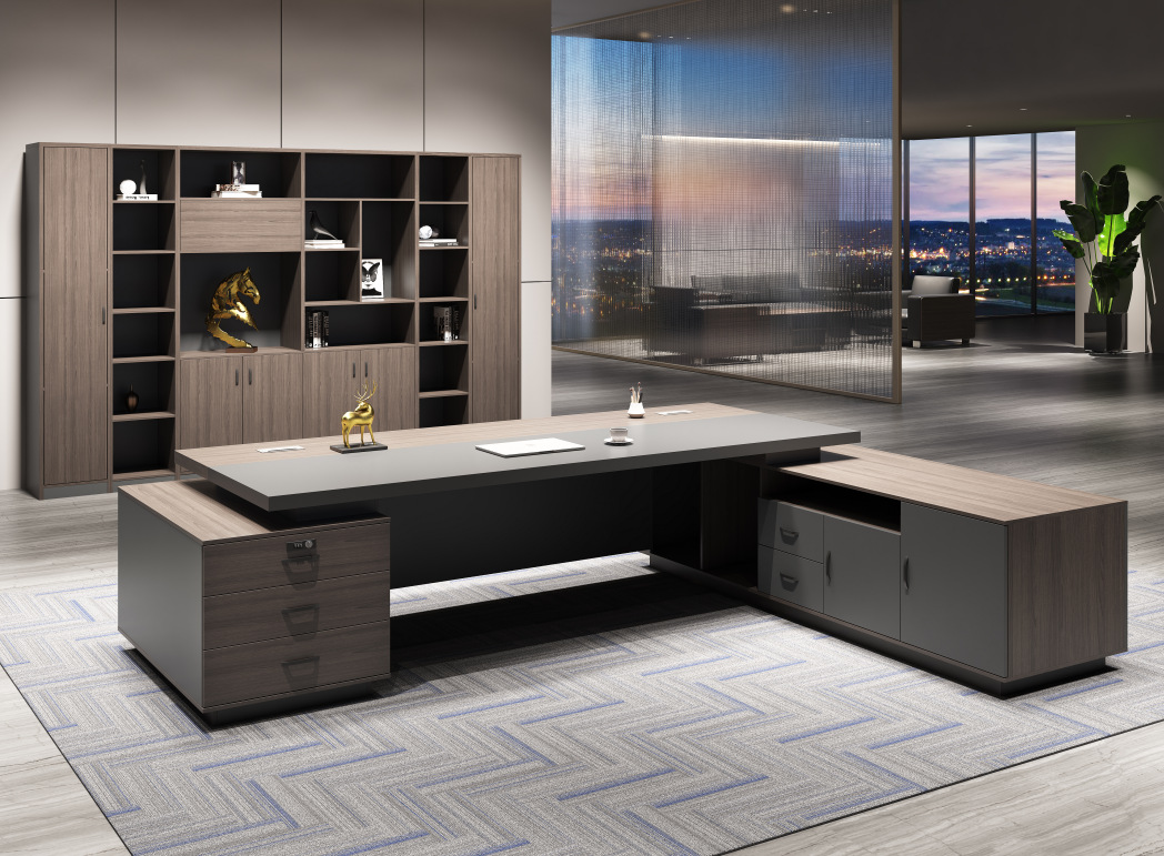 现代简约办公桌大班台老板桌高端大气总裁经理桌椅组合办公家具