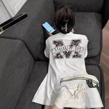 纯棉百搭夏季新款白色字母短袖t恤女学生韩版宽松ins潮流上衣女装