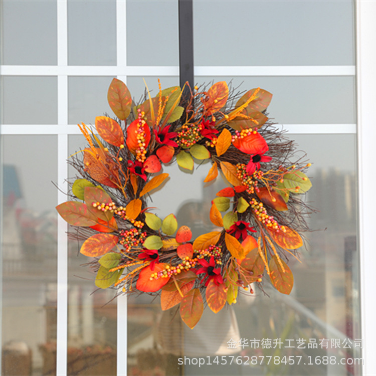 DSEN Factory Wholesale Cross-Border E-Commerce Autumn Color Thanksgiving Harvest Festival Maple Leaf Heliosphere Garland Home Decoration