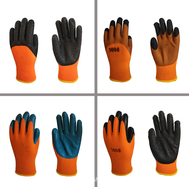 Factory in Stock Terry Foam Thickened Warm Dipping Gloves Construction Site Cold-Proof Cold Storage Fleece-lined Labor Protection Gloves Wholesale