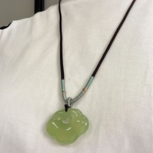 天然白玉髓祥云如意锁绿玛瑙虎眼石银耀石吊坠项链玉石玉器挂件