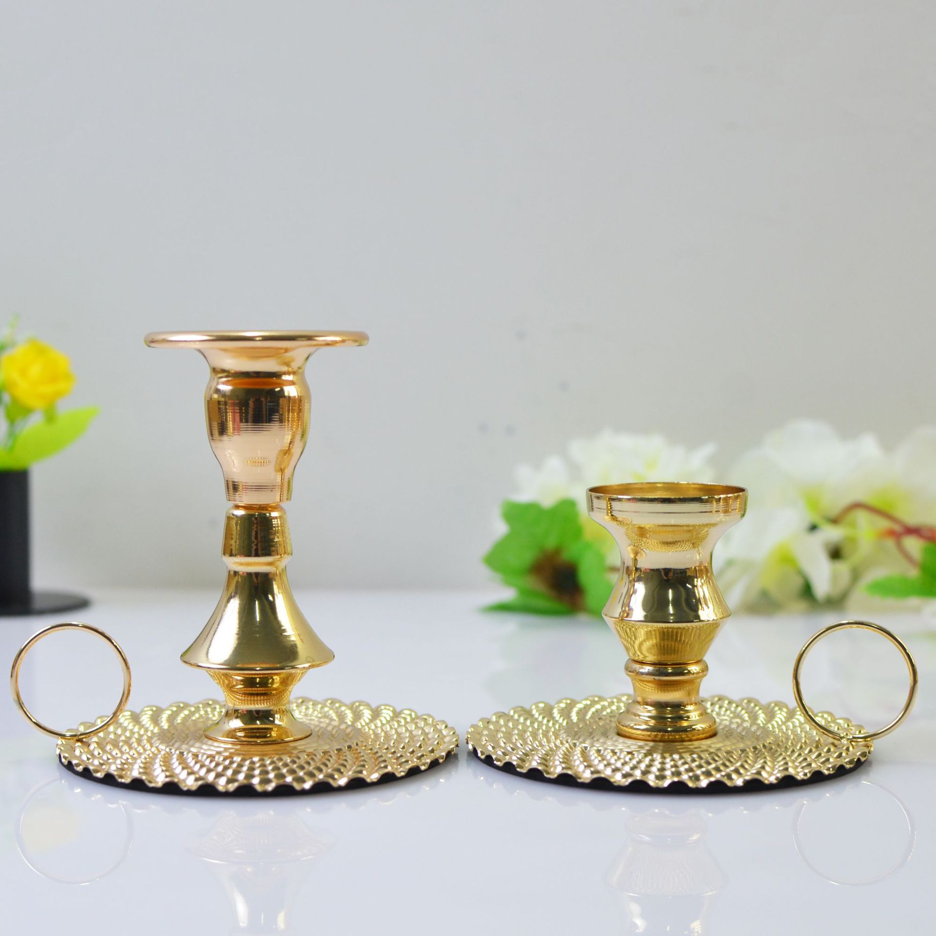 european-style retro pearl pattern metal candle holder wrought iron candlestick ornaments wedding romantic candle decorations