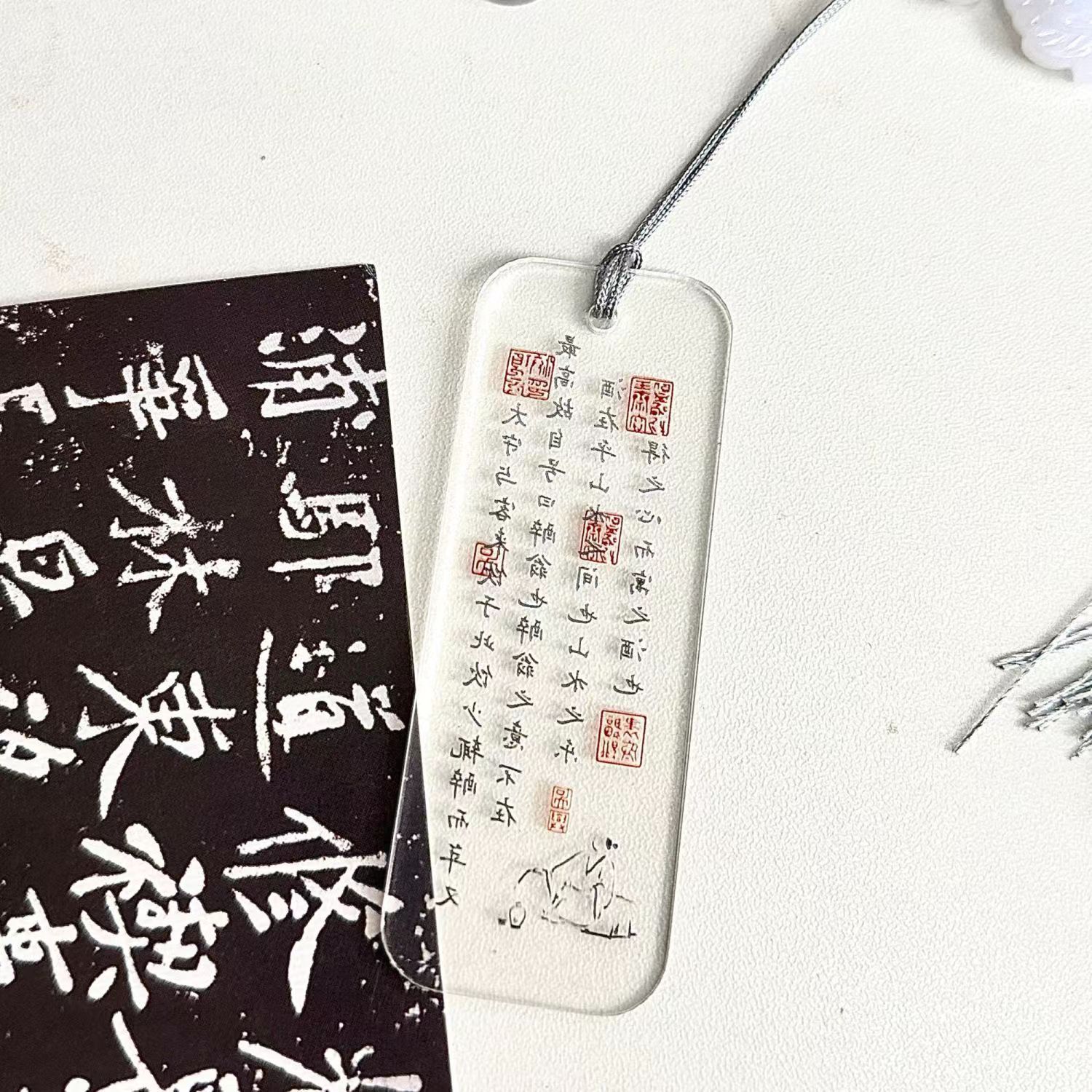 新款古风诗词流苏书签高颜值书法国潮亚克力学生精美礼物阅读书夹