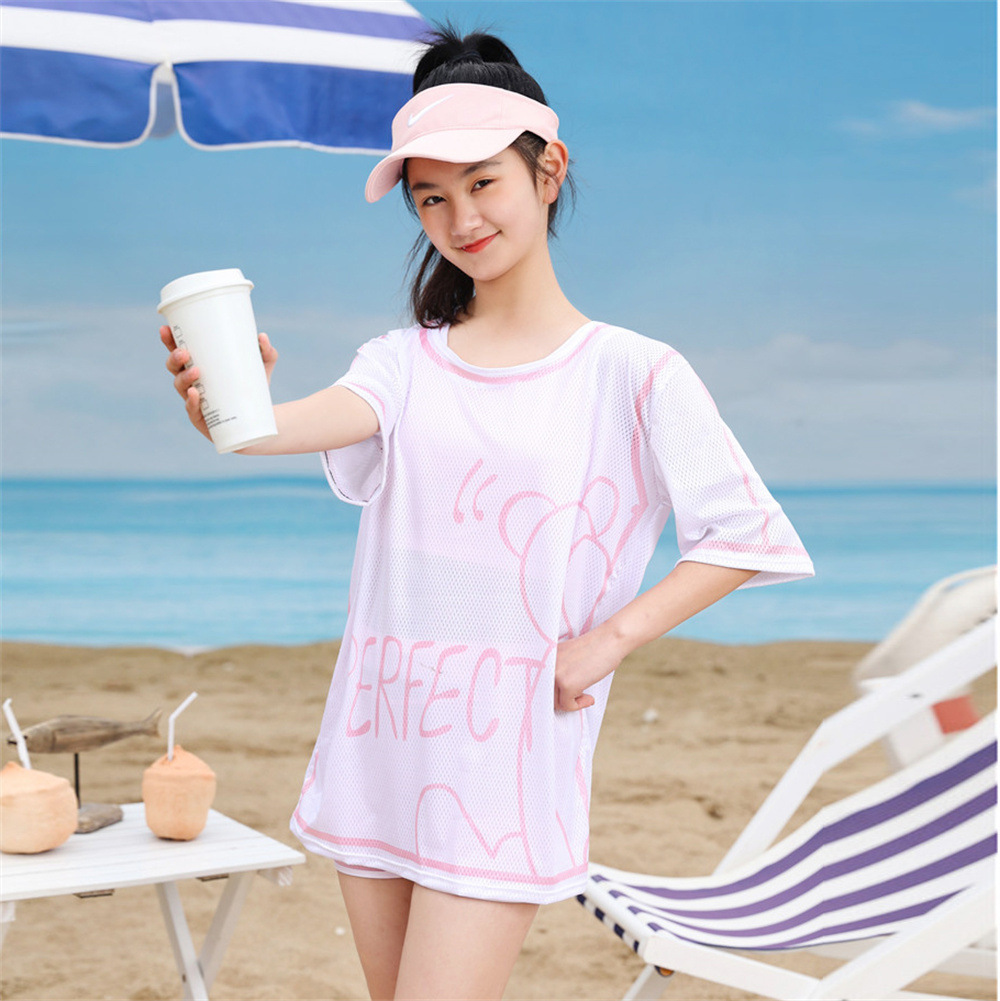 女童分体式泳衣三件套装中大童休闲度假游泳装12夏季15岁新款2023