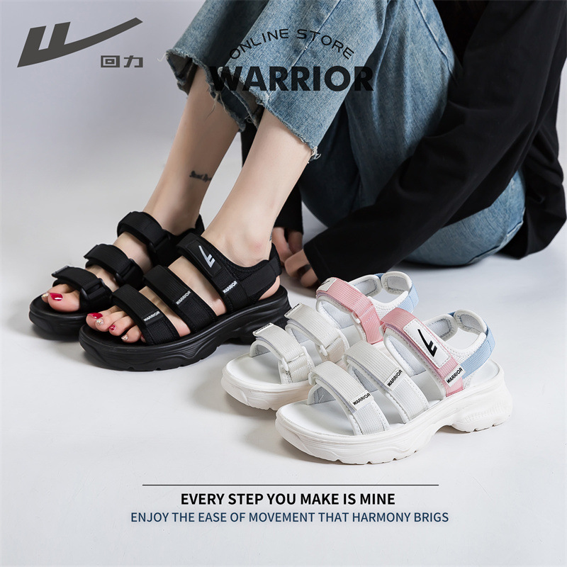 回力凉鞋女2024夏季新款增高百搭休闲运动平底沙滩鞋女士厚底外穿