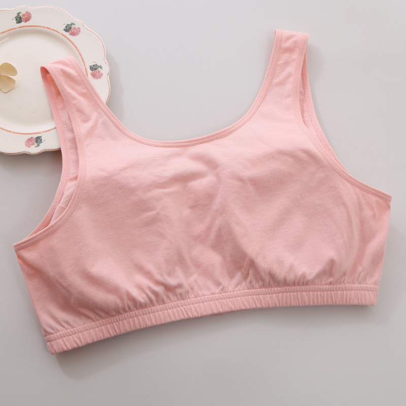 Zhangyan Pure Cotton Middle-Aged and Elderly Underwear Pastoral Style Plain Color Big Cup Front Buckle Wide Back Comfortable Breathable Vest Bra