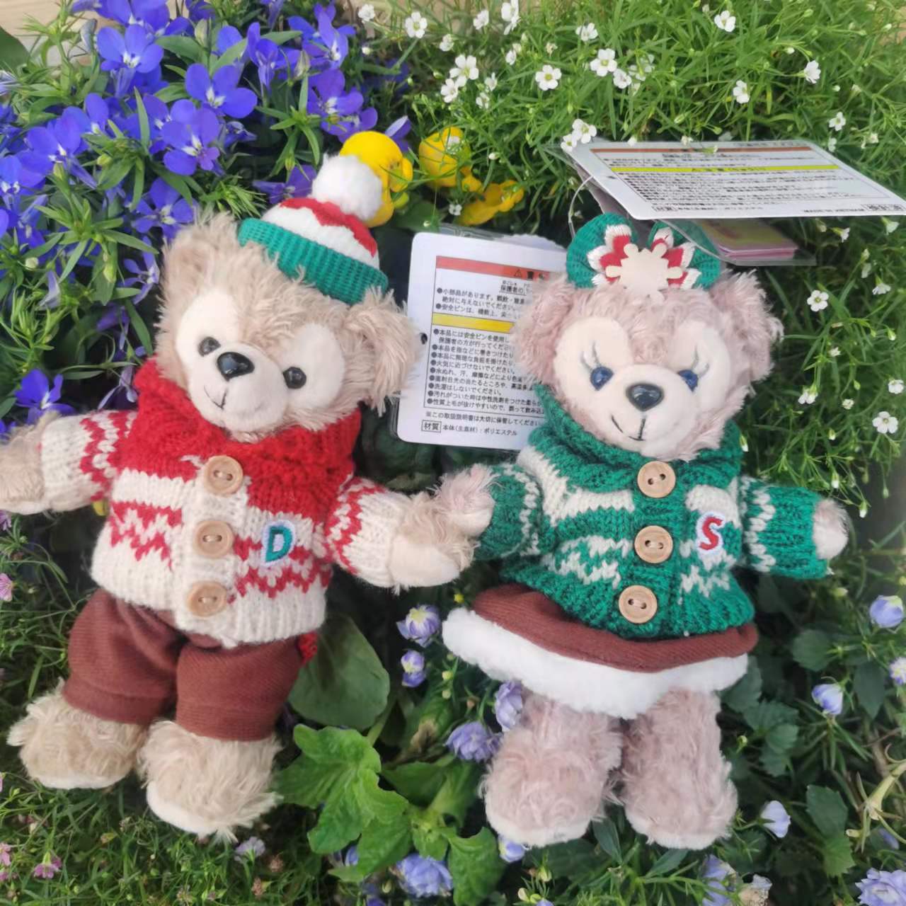 新款圣诞节雪莉玫达菲熊情侣毛绒玩具公仔挂件摆件包包挂一件代发