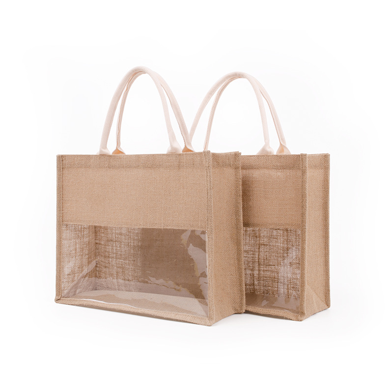 Spot Ins Fashion Gunnysack Hyaloid Membrane Stitching Visual Shopping Bag Large Capacity Portable Sack