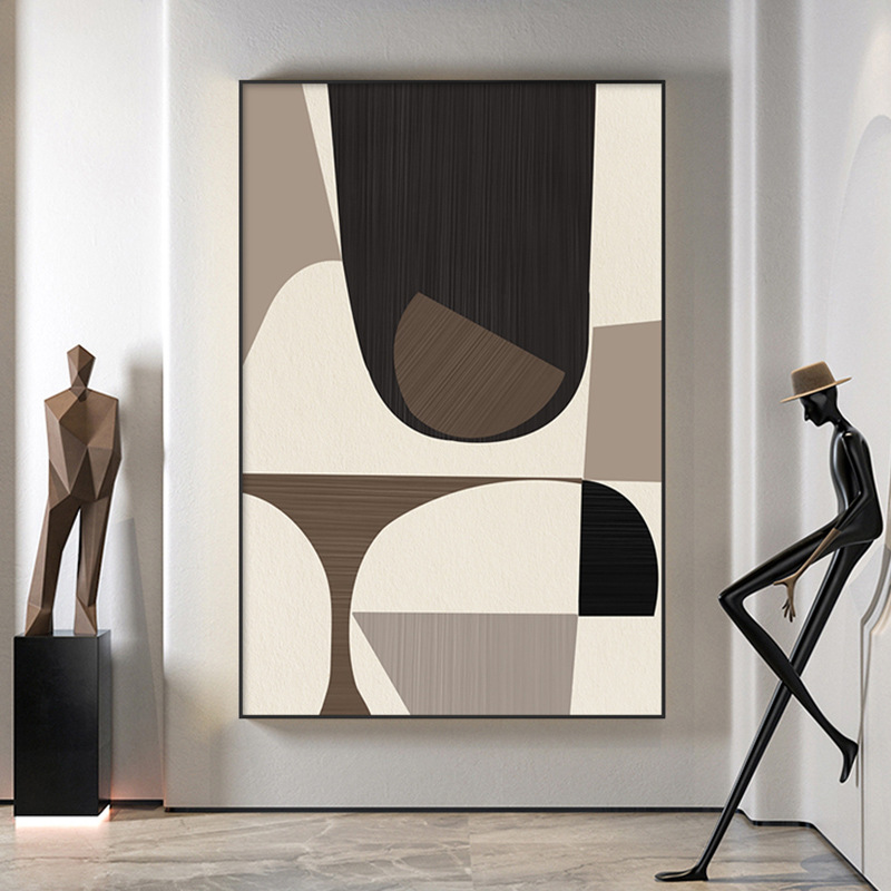 侘寂北欧风客厅装饰画几何抽象沙发背景墙壁画样板房大幅落地挂画