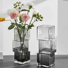 ins风玻璃花瓶透明高档轻奢摆件创意客厅插花高级感网红水养鲜花