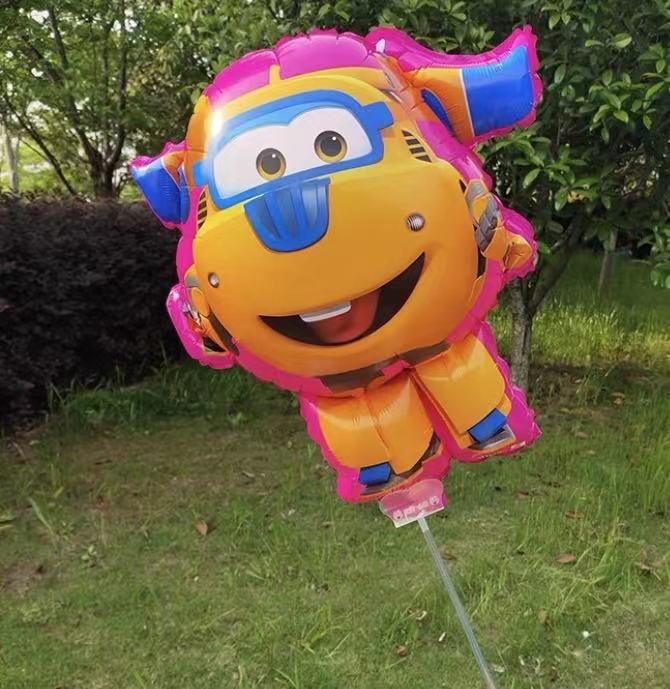 卡通超级飞侠气球宝宝生日周岁派对开学母婴装饰布置夹片手棒礼品