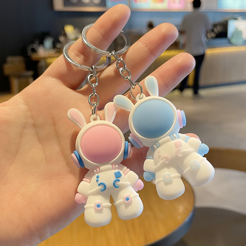 Wholesale Cartoon Space Rabbit Car Key Ring Cute Creative Backpack Pendant Astronaut Bag Ornaments Small Gift