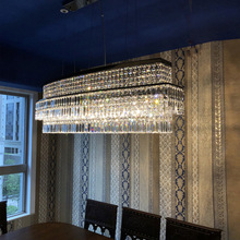 跨境高档餐厅灯吊灯轻奢水晶灯豪华吧台长方形设计师创意中山灯具