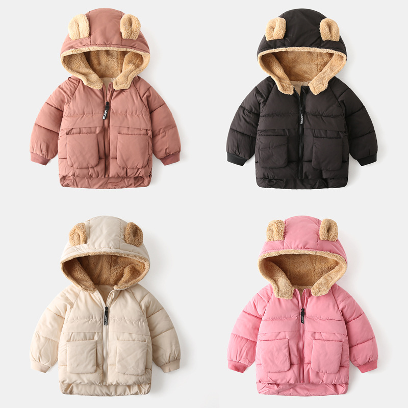 Children's Cotton Wear Wholesale Korean Style Children's Clothing Boys' Thickening Coat Baby Cartoon Fleece-Lined Zip-up Shirt Girls' Shirt Fashion